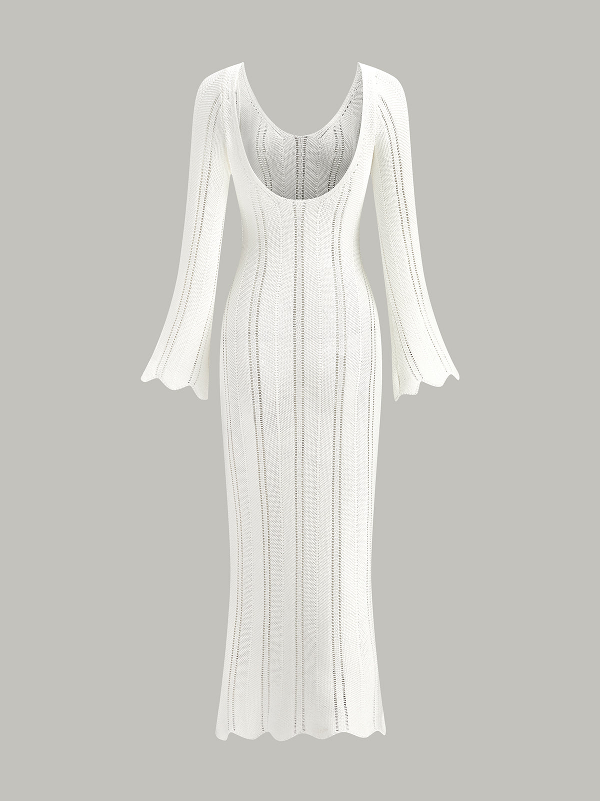 Hollow Ruffle Slim Maxi Kazak Elbise