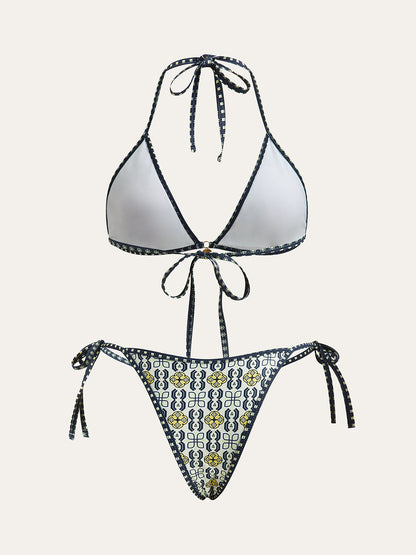 Desenli Halter Bikini Takımı