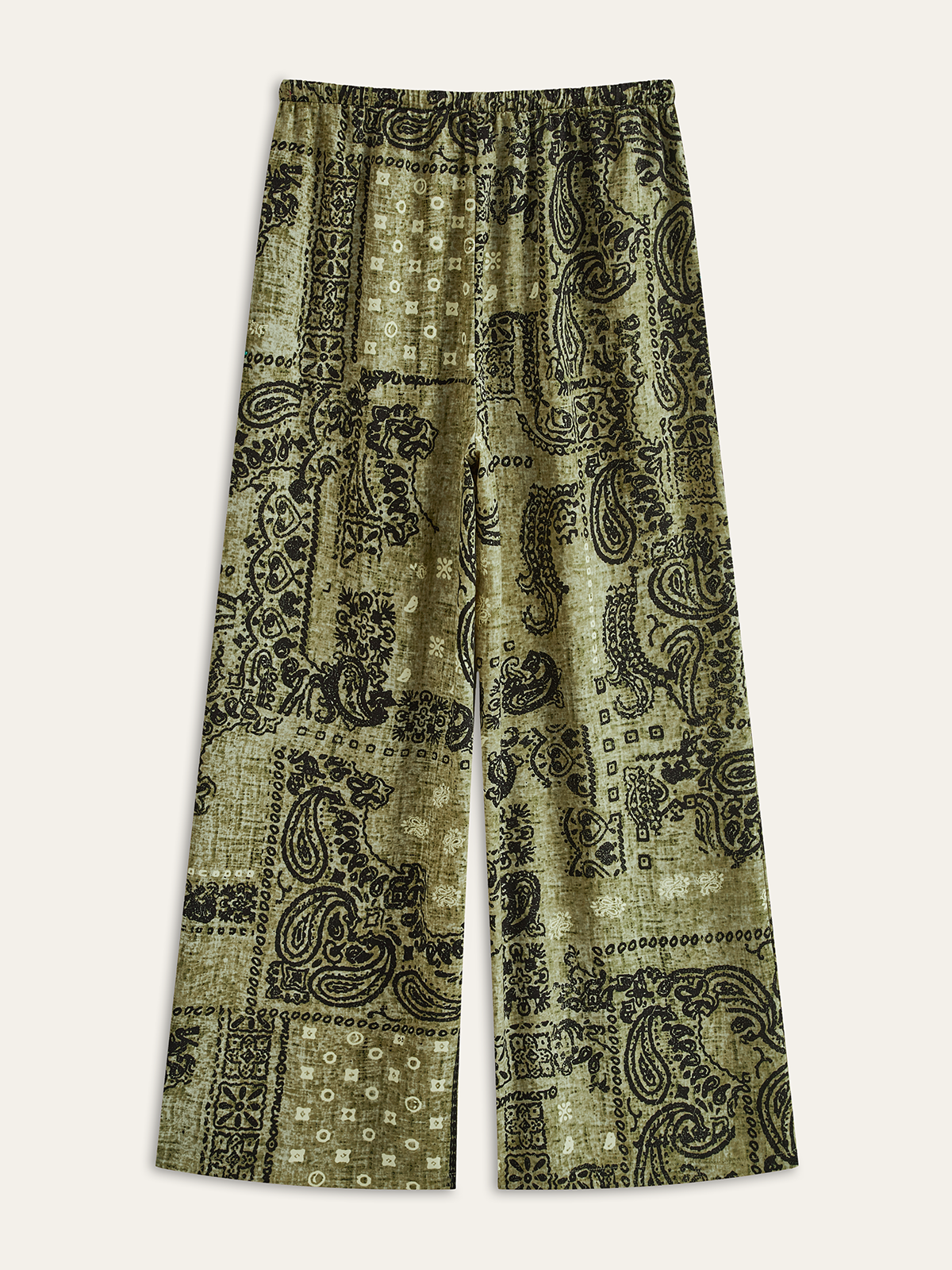 Paisley Desenli Geniş Paça Pantolon