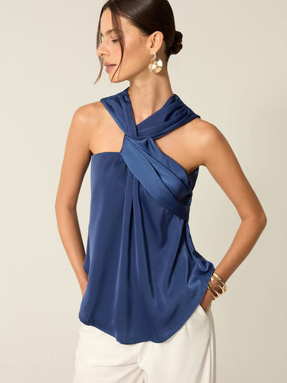 Saten Büküm Ön Tank Top