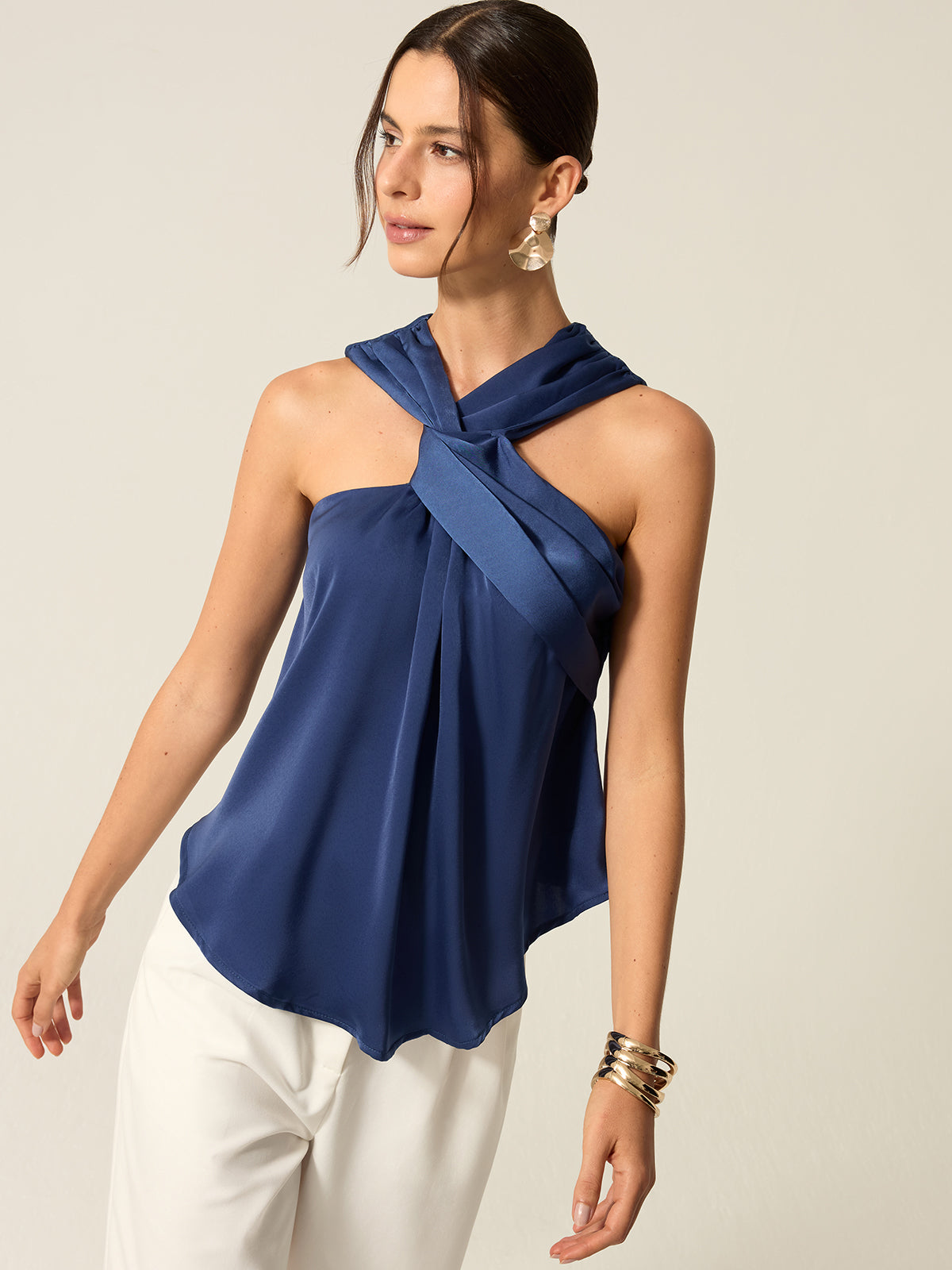 Saten Büküm Ön Tank Top