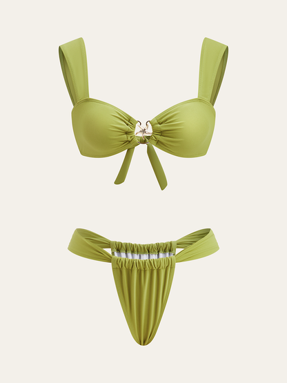 Bağlamalı Metal Dekorlu Bikini Takımı