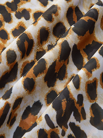 Leopar Desenli Şeffaf Sarong Örtüsü