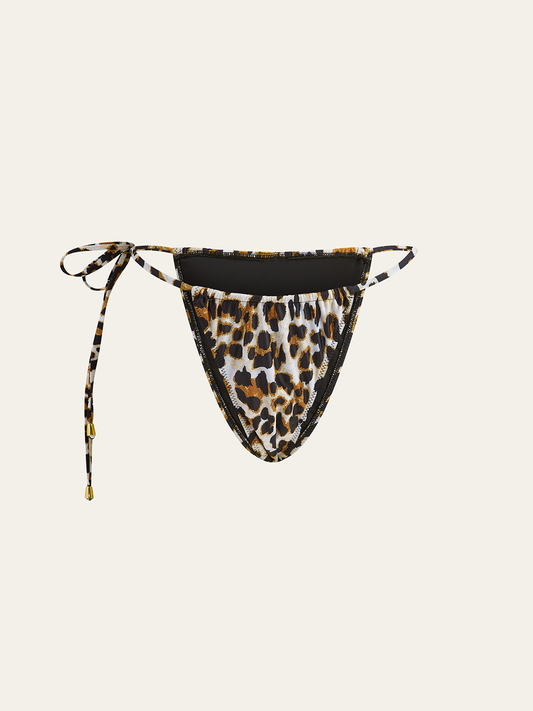 Leopar Desenli Bağcıklı Bikini Altı