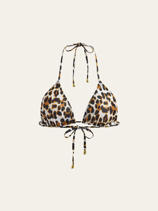 Leopar Desenli Üçgen Bikini Üstü (Arkadan Bağlamalı)