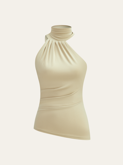 Asimetrik Halter Yaka Büzgülü Üst
