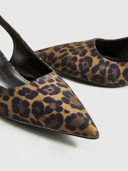 Leopar Yavru Kedi Slingback Ayakkabılar