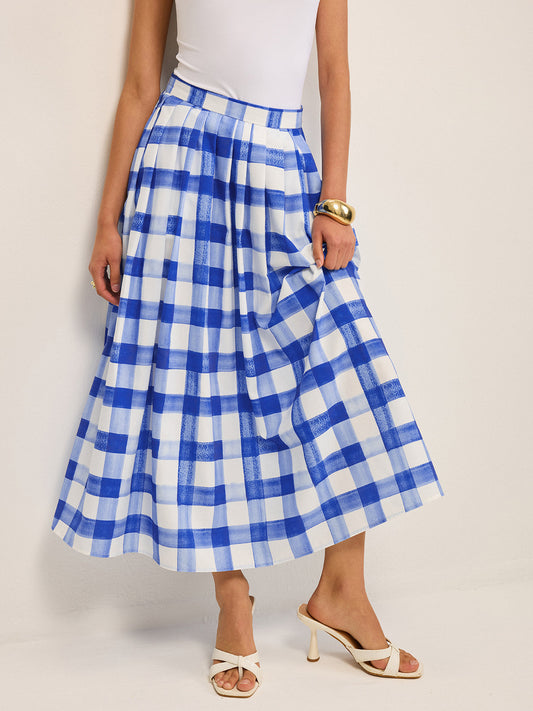 Cepli Gingham Midi Etek