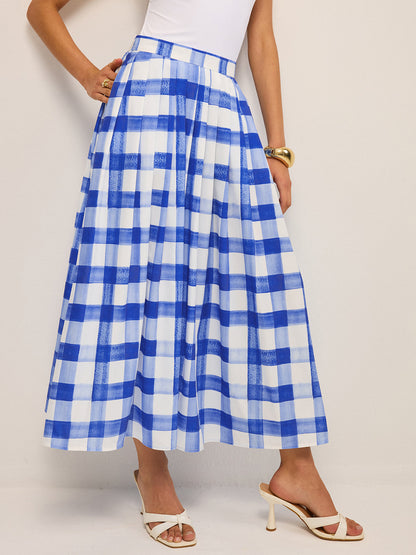 Cepli Gingham Midi Etek