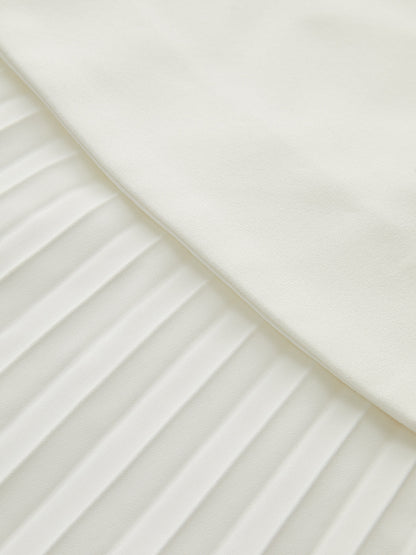 Halter Yaka Straplez Pileli Mini Elbise