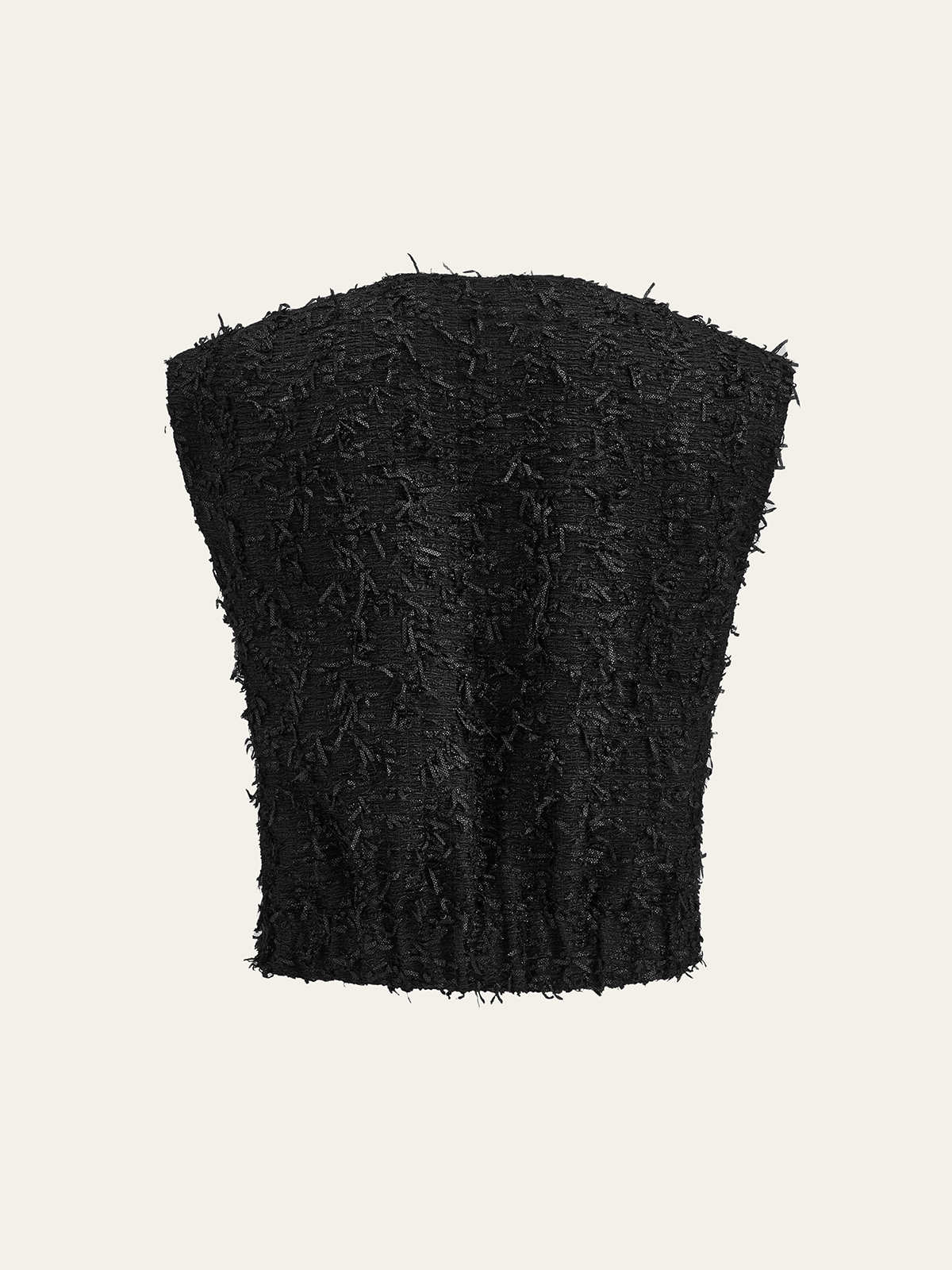 Saçaklı Tweed Düğmeli Kolsuz Yelek