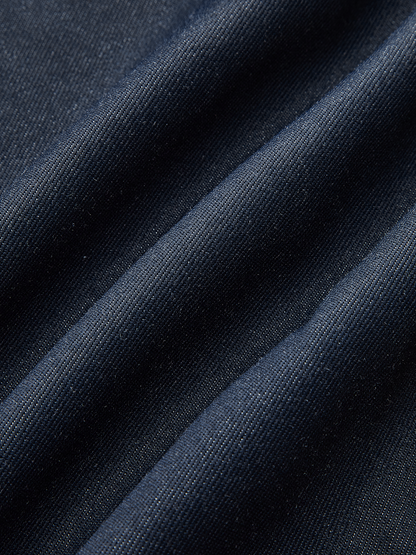 Denim V Yaka Dantelli Midi Elbise