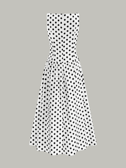 Polka Dot Kolsuz Midi Elbise