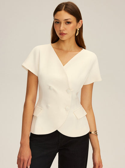 Kruvaze Kısa Kollu Blazer