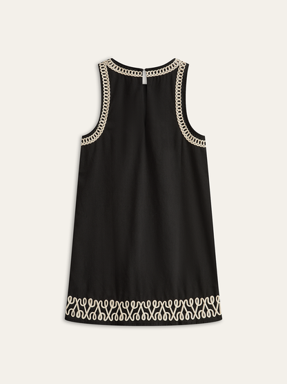 Kolsuz Nakışlı Mini Elbise