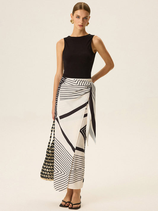 Kolsuz Üst ve Baskılı Etek Takımı