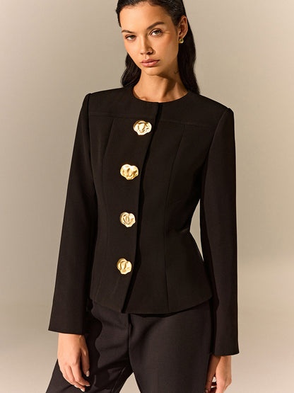Metal Detaylı Özel Dikim Blazer