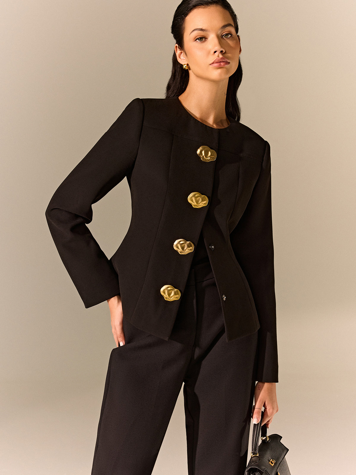 Metal Detaylı Özel Dikim Blazer