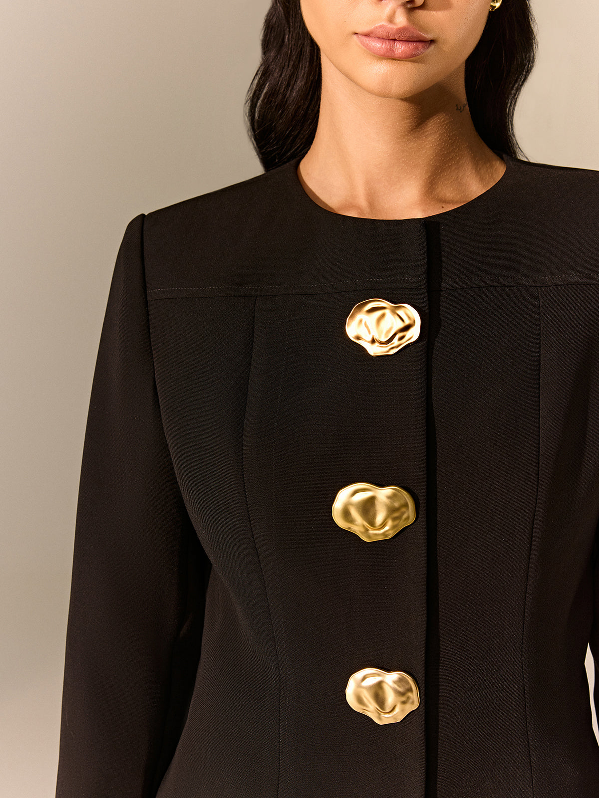 Metal Detaylı Özel Dikim Blazer