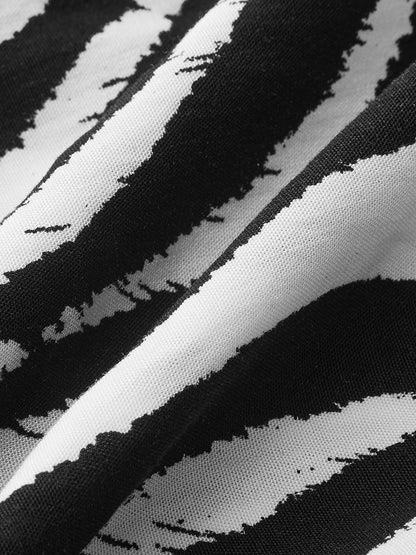 Zebra Desenli Önden Bağlamalı Üst