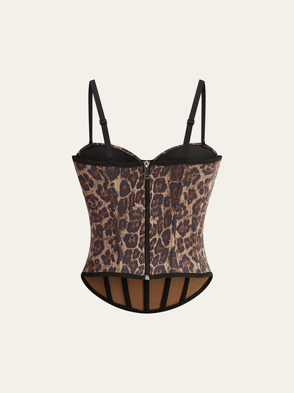 Leopar Desenli Korse Üst