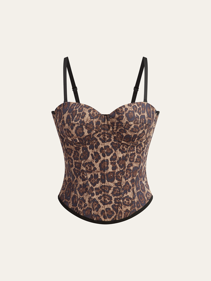 Leopar Desenli Korse Üst