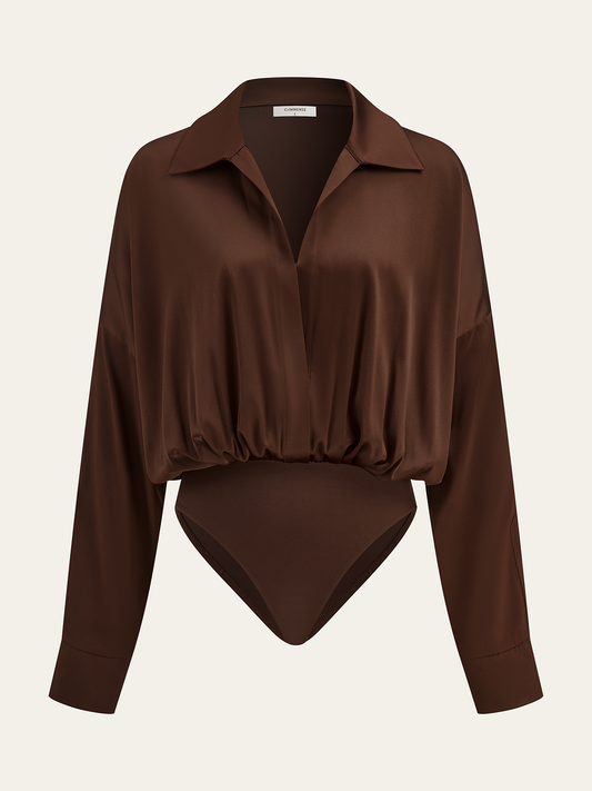 Saten Yaka Uzun Kollu Bodysuit