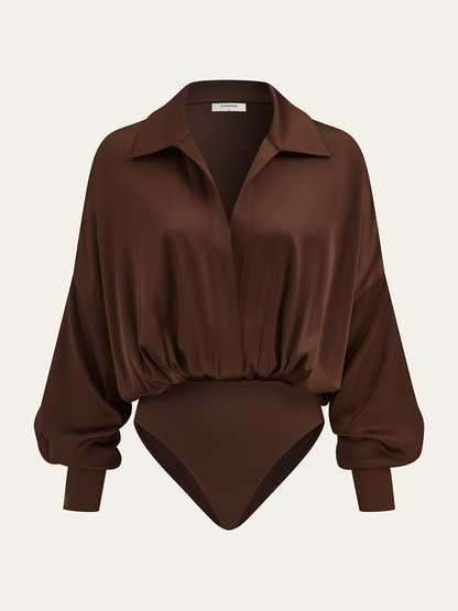 Saten Yaka Uzun Kollu Bodysuit