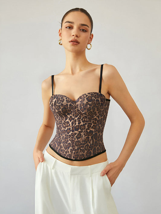 Leopar Desenli Korse Üst