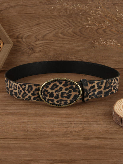 Leopar Desenli PU Deri Kemer