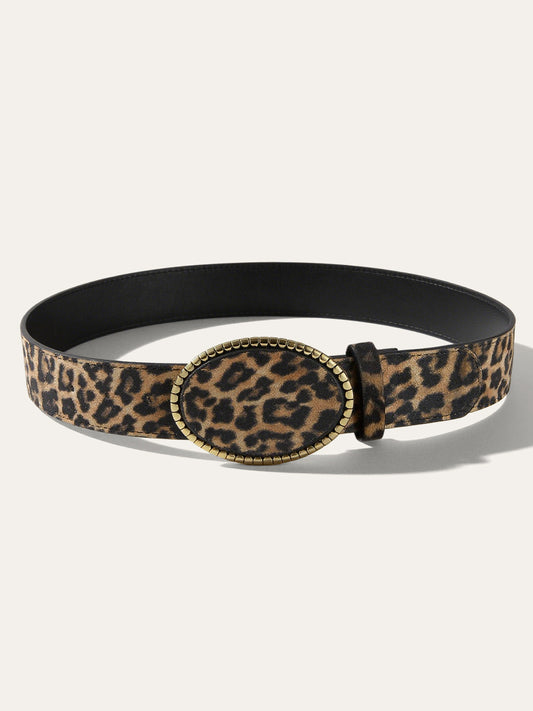Leopar Desenli PU Deri Kemer