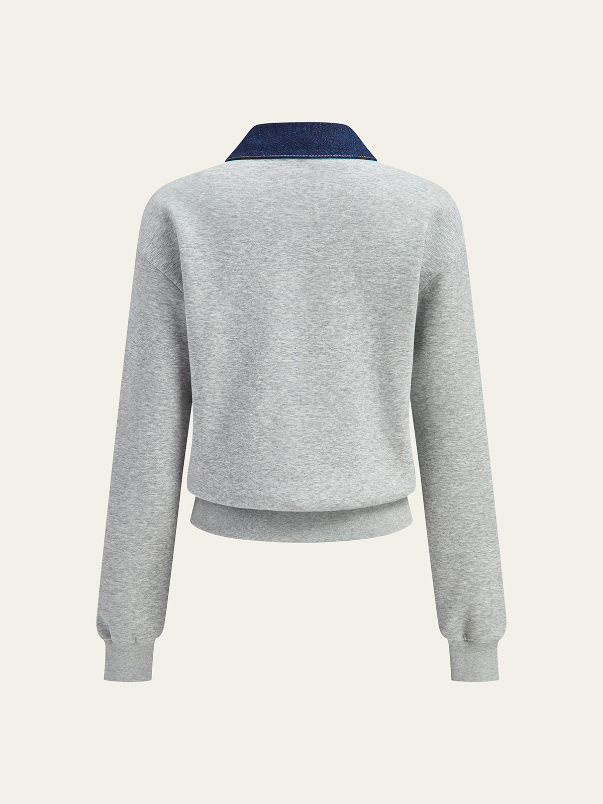 Kot Yaka Metal Düğmeli Polo Sweatshirt