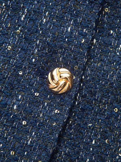 Kemerli Tweed Kısa Kollu Blazer