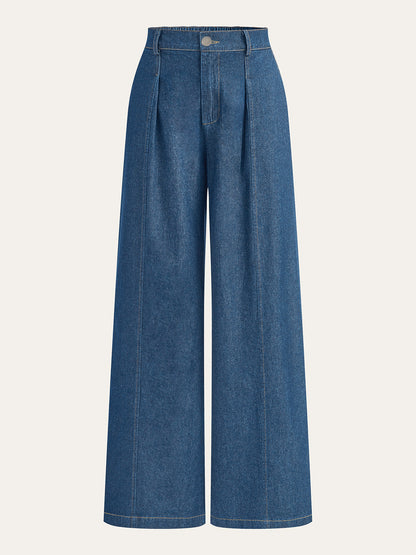 Orta Bel Geniş Paça Kot Pantolon
