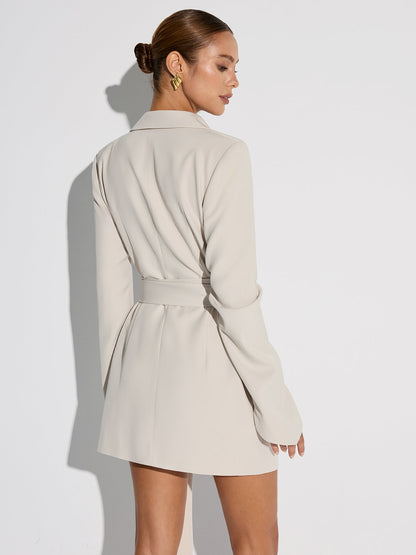 Kruvaze Kemerli Blazer Elbise