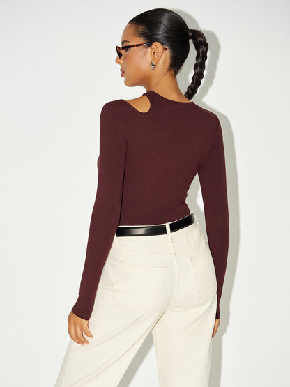 Uzun Kollu Kesikli Bodysuit