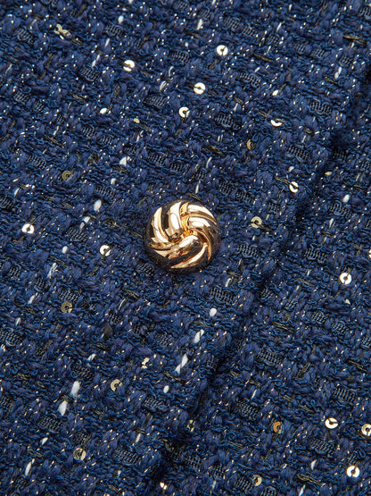 Metalik Düğmeli Tweed Ceket