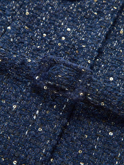 Metalik Düğmeli Tweed Ceket