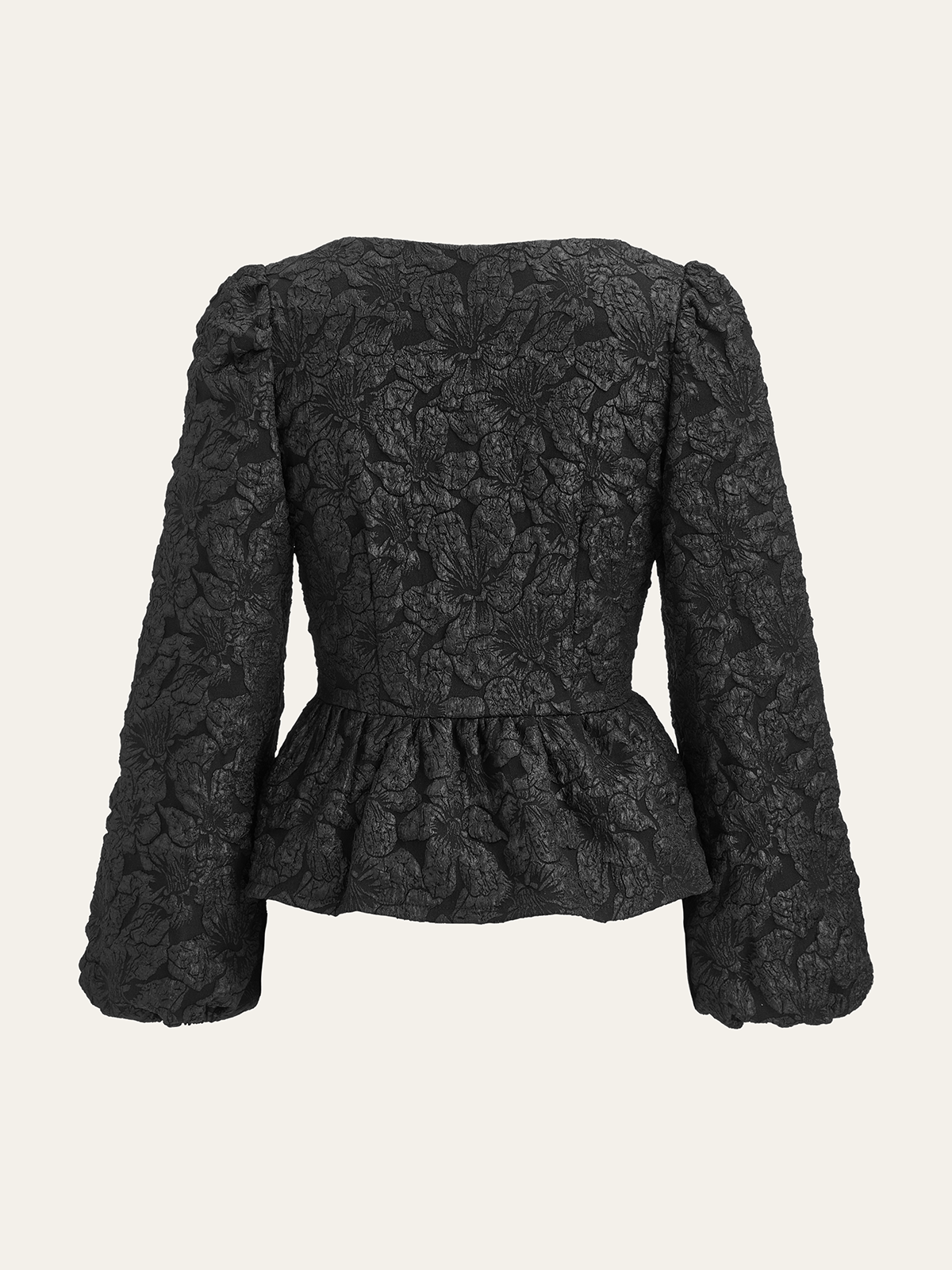 Dokulu Puf Kollu Peplum Bluz