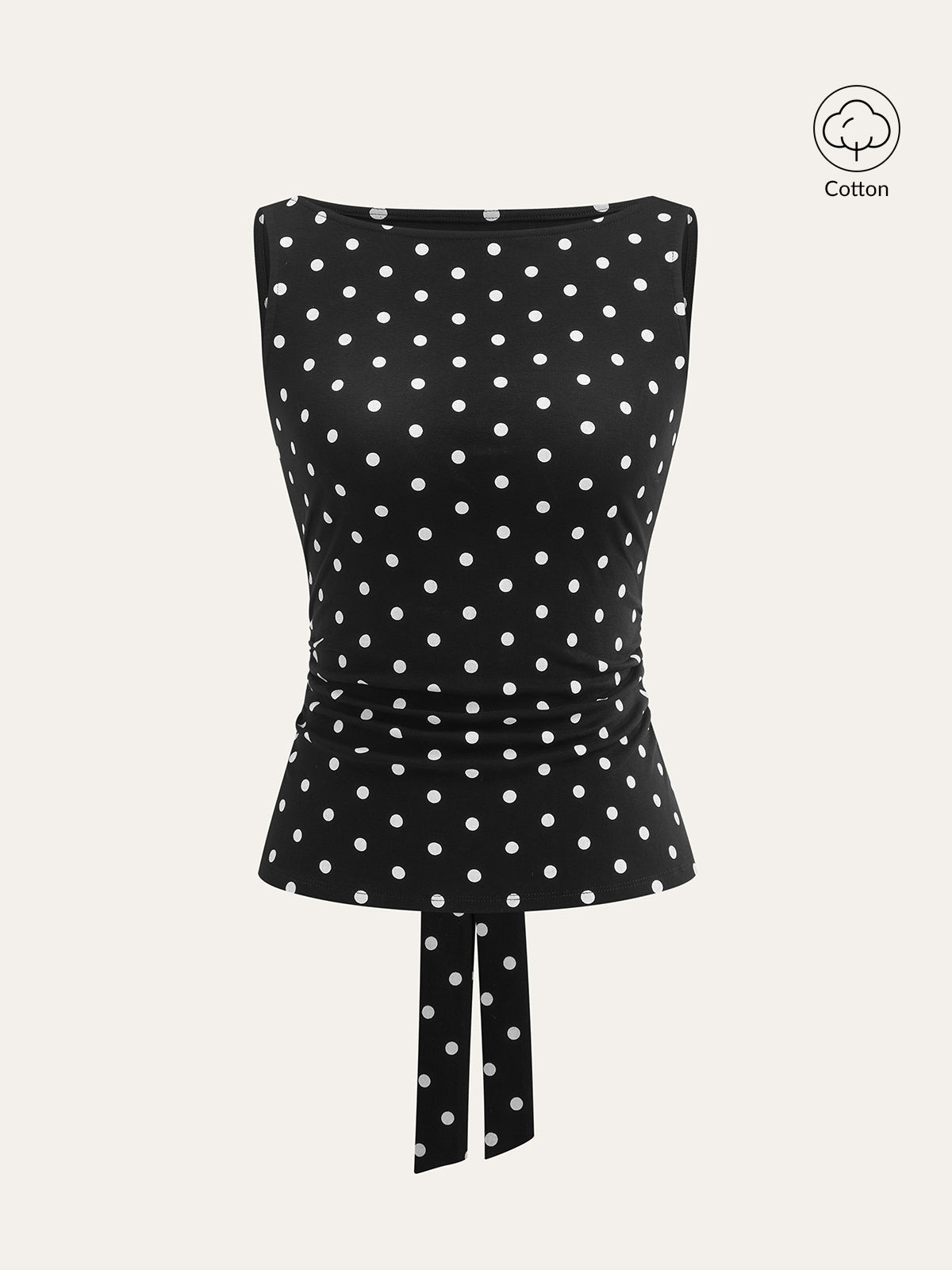 Polka Dot Pamuk Karışımlı Kolsuz Üst