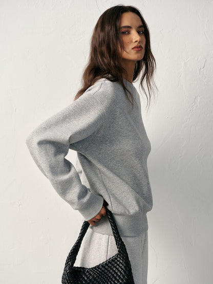 Pamuk Karışımlı Yuvarlak Yaka Sweatshirt