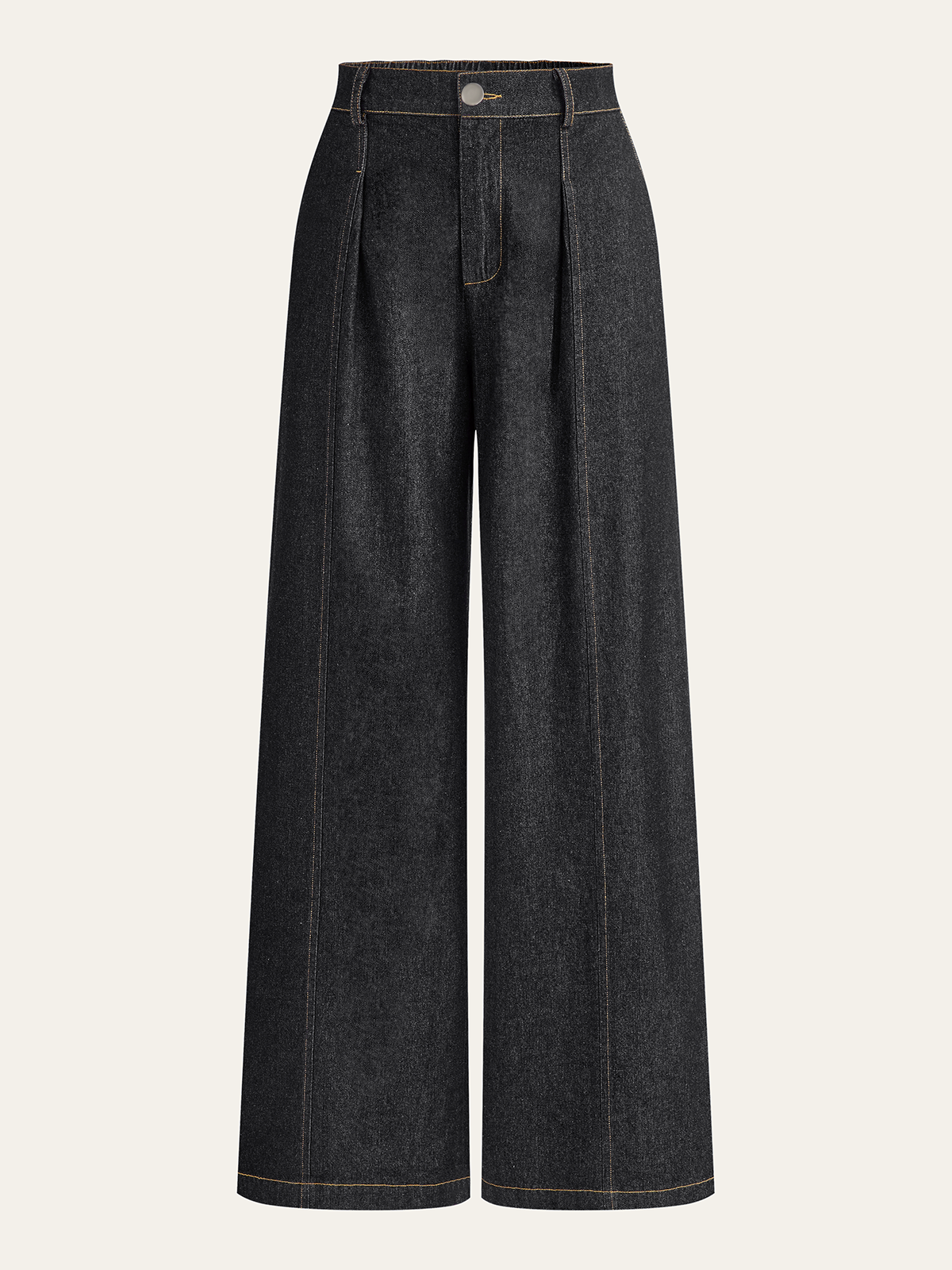 Orta Bel Geniş Paça Kot Pantolon