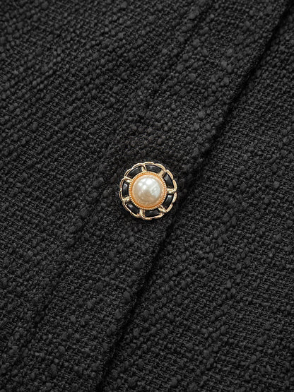 Tweed Kolsuz Düğmeli Mini Elbise