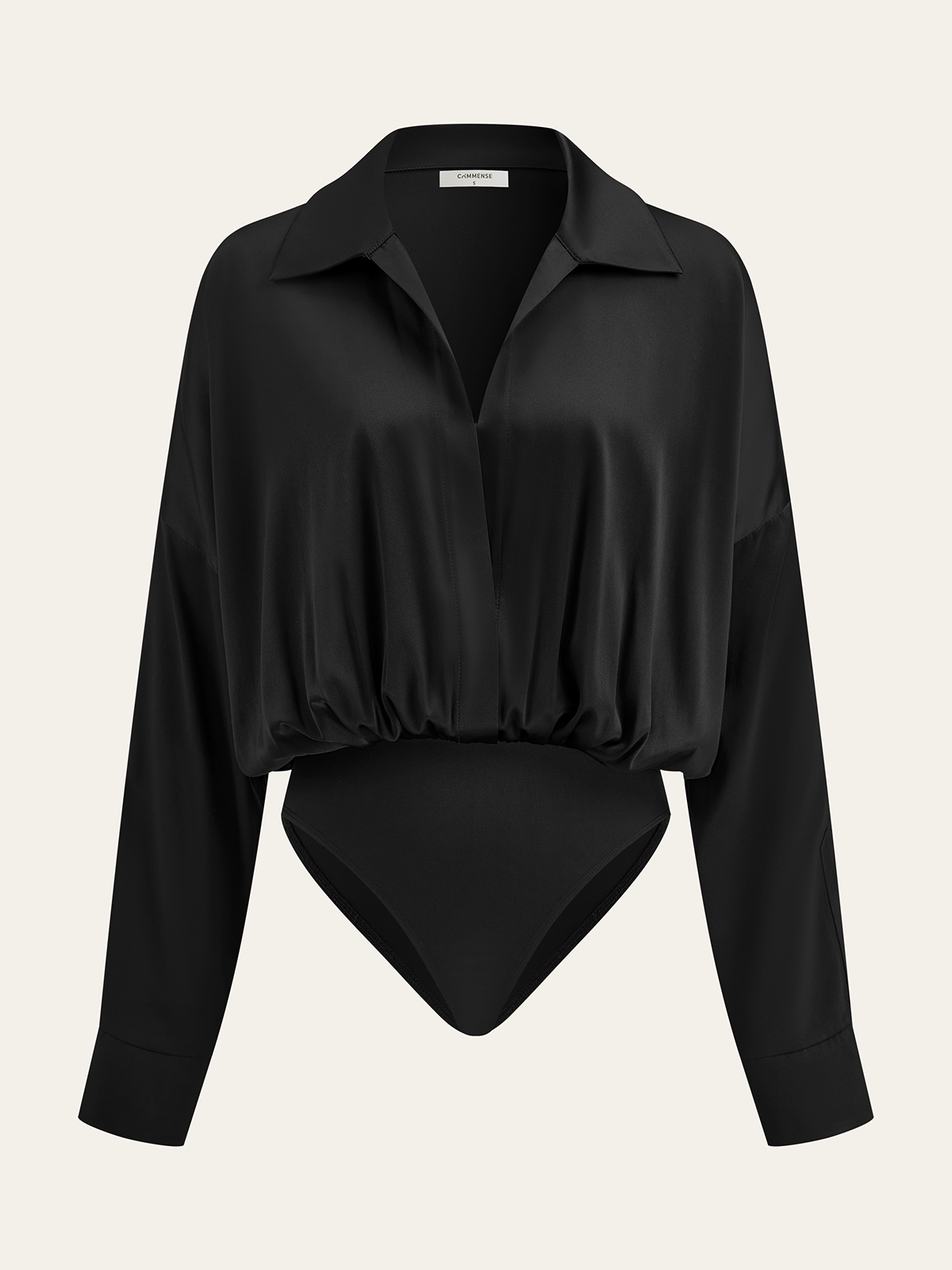 Saten Yaka Uzun Kollu Bodysuit