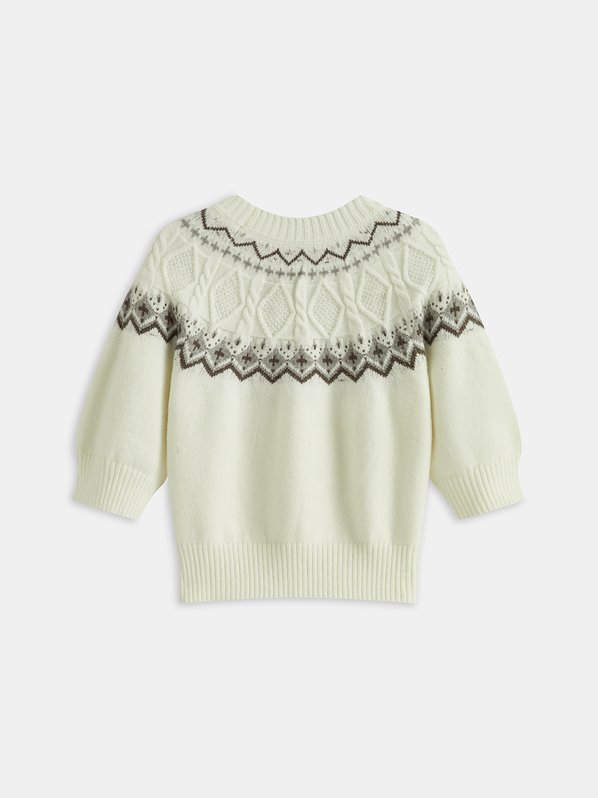 Fair Isle Desenli Kısa Kollu Örgü Üst