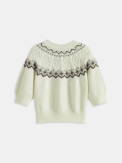Fair Isle Desenli Kısa Kollu Örgü Üst