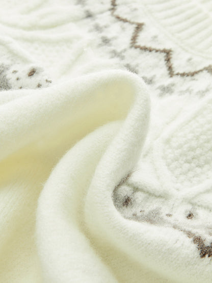 Fair Isle Desenli Kısa Kollu Örgü Üst