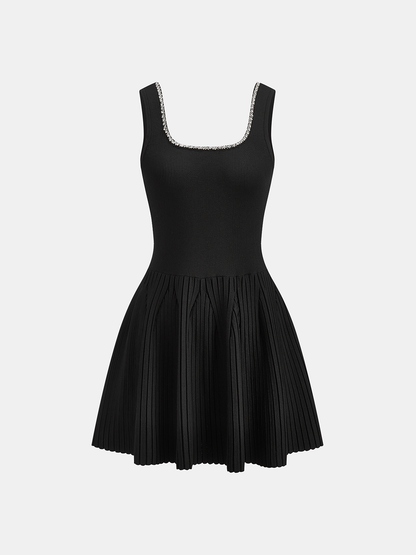Taşlı İşlemeli Slim Fit Mini Elbise
