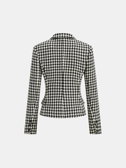 Houndstooth Tweed Kruvaze Blazer