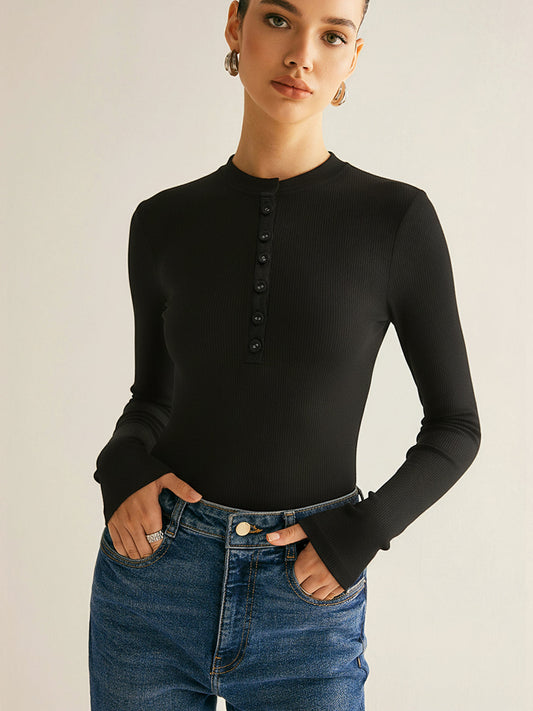 Ribanalı Uzun Kollu Bodysuit